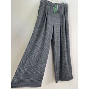 NEW Halara XL High Waisted Pocket Wide Leg Houndstooth Plaid Casual Pants